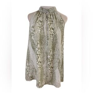 NWOT Buckle Black Sage Green Ikat Mock Neck Gathered Halter Top M Boho